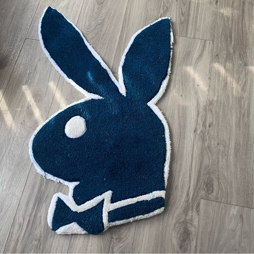 Handmade Blue Bunny Shaped Rug